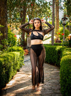 Set Cover Up Mesh Negro