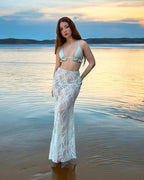 Falda Larga de Encaje Mint Blue