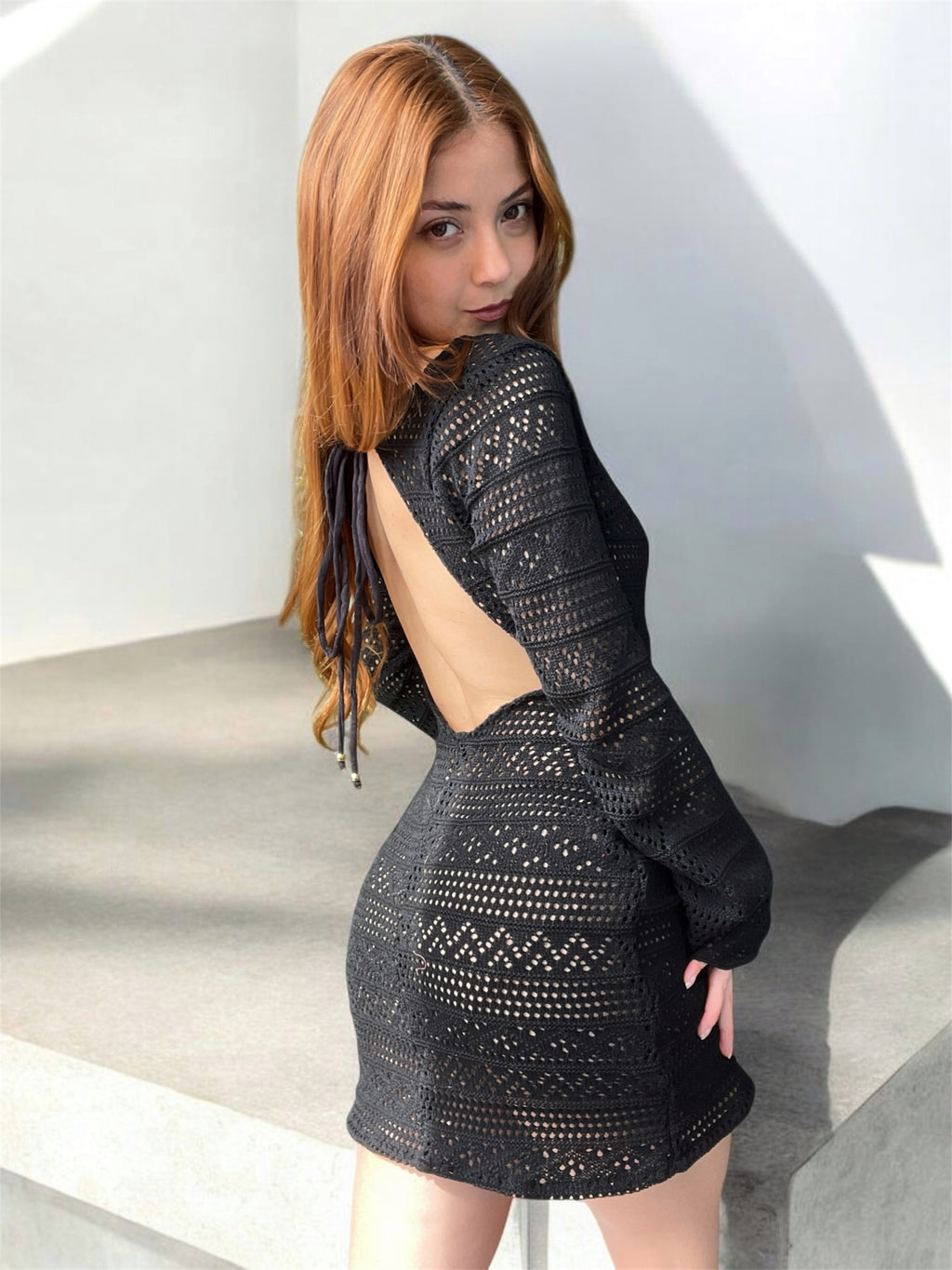 Vestido Crochet Lace Negro