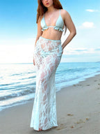 Falda Larga de Encaje Mint Blue